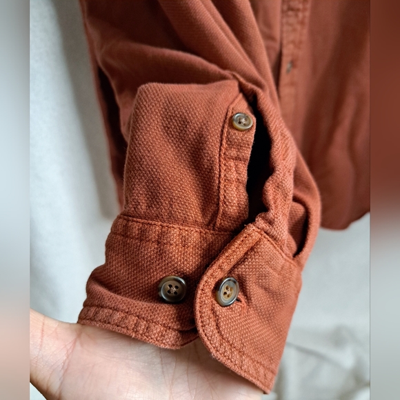 Men's Burnt Orange Ruff Hewn Long Sleeve Button Down Shirt - Picture 3 of 10